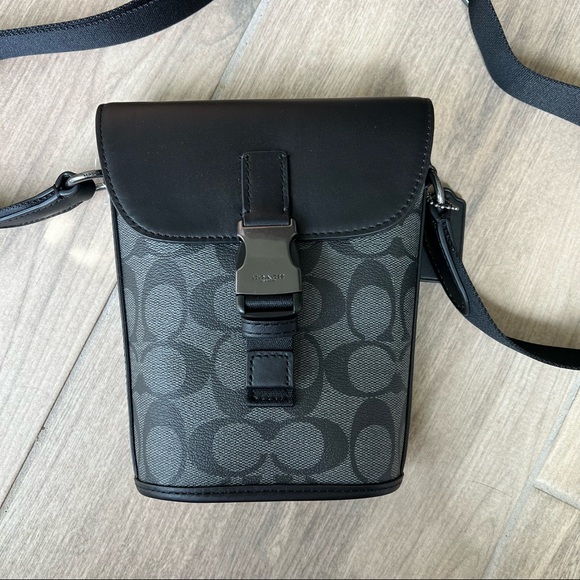 Coach Track Small Flap Crossbody In Signature Canvas - Picture 4 of 10